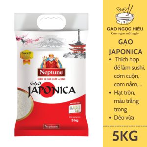 Gạo Neptune JAPONICA (làm cơm nắm, sushi) - 5KG (giống lúa Nhật Bản)